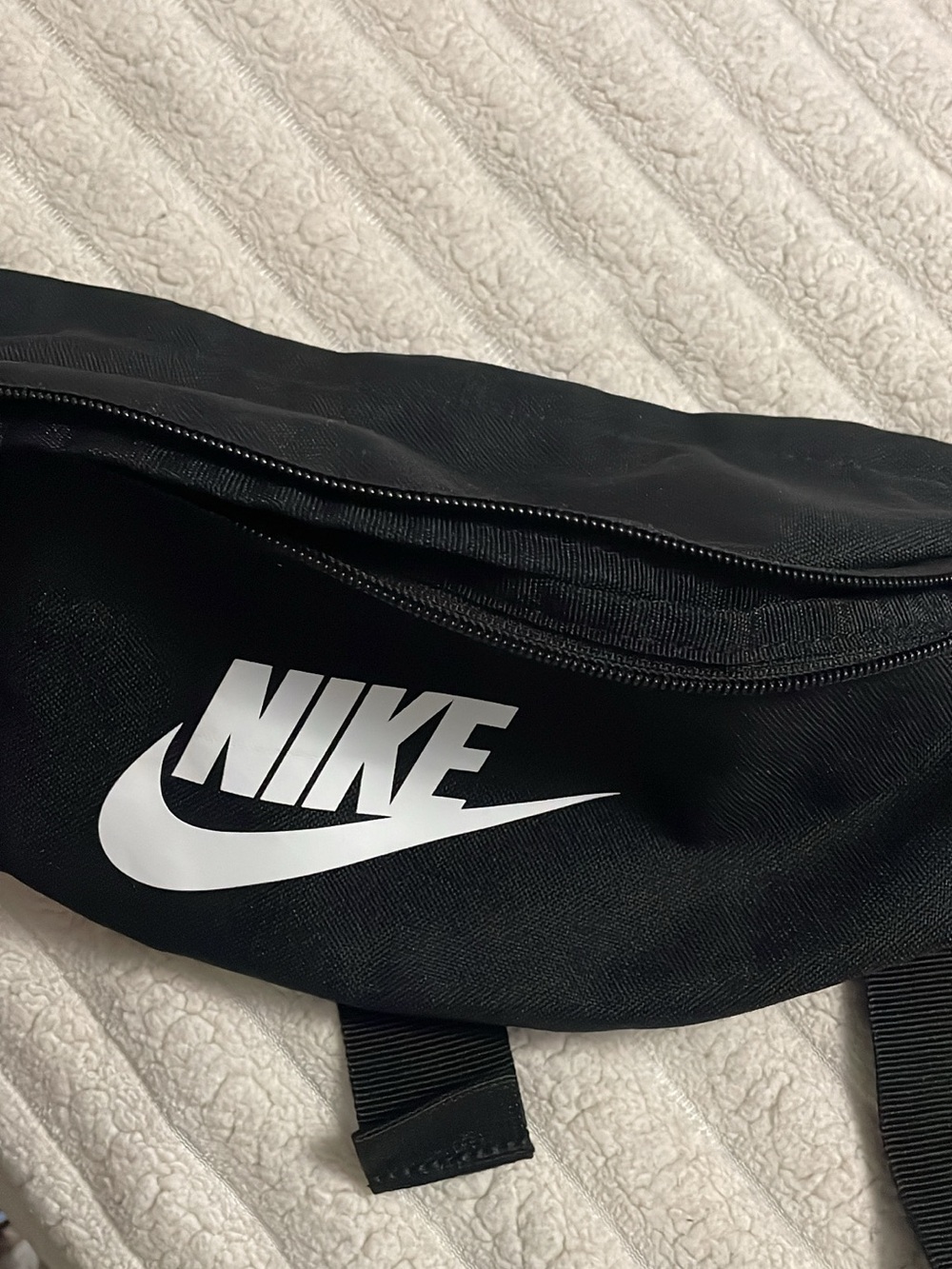 Nike Black Belt Bag with White Swoosh Logo